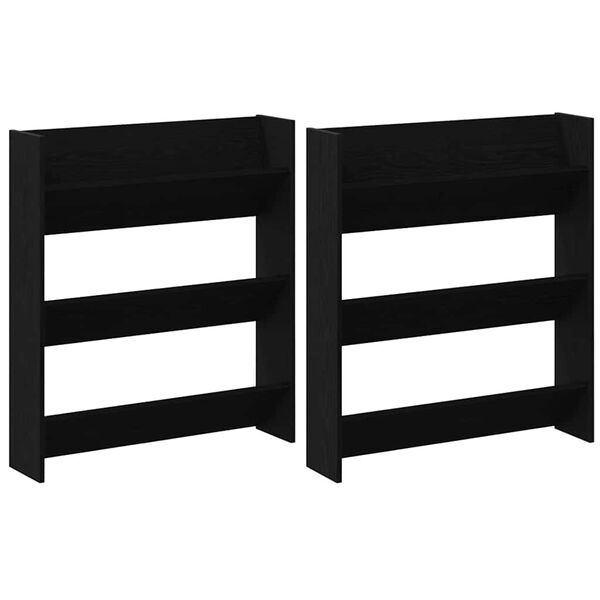 vidaXL Mobile per scarpe 2 pcs Rovere Nero 85 x 18 x 90 cm