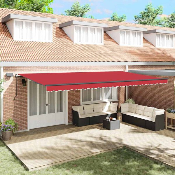 vidaXL Tenda Retrattile Rosso 600 &times;350 cm Tessuto