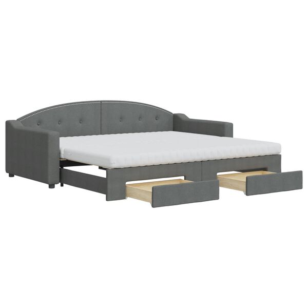 vidaXL Divano Letto Estraibile Cassetti Grigio Scuro 90x200cm Tessuto