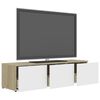 vidaXL Mobile TV Bianco e Rovere Sonoma 120x34x30 cm Legno Multistrato