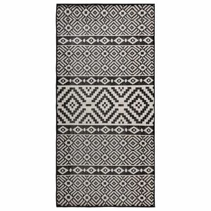 vidaXL Tappeto da Esterni a Tessitura Piatta 80x150 cm Strisce Nere