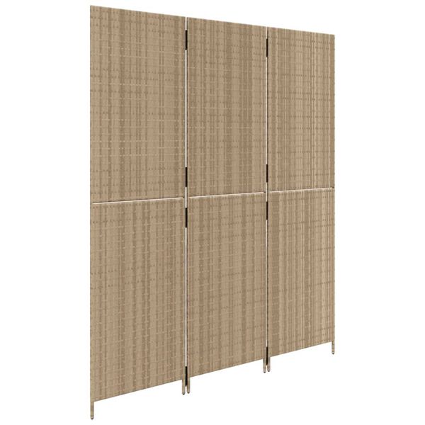 vidaXL Divisorio per Ambienti a 3 Pannelli Beige in Polyrattan
