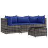 vidaXL Set Divani da Giardino 4 pz con Cuscini in Polyrattan Grigio