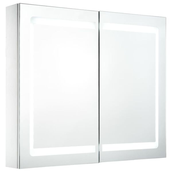 vidaXL Armadietto Bagno con Specchio e LED 80x12,2x68 cm