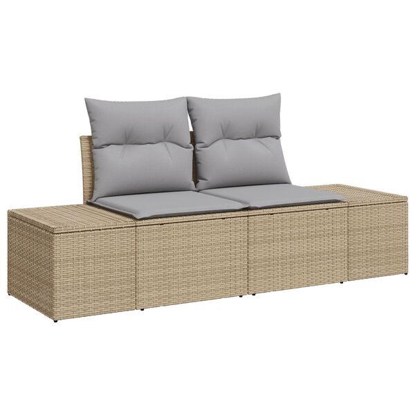 vidaXL Set Divano da Giardino con cuscino 8 pcs Beige Poly Rattan