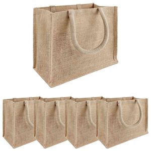 vidaXL Borse in juta 5 Naturale 26 x 22 x 14 cm 100% Juta Tossa