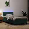vidaXL Letto a Molle con Materasso e LED Verde Scuro 100x210 cm Velluto