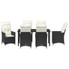 vidaXL Set da Pranzo per Giardino con cuscino 7 pcs Nero polyrattan