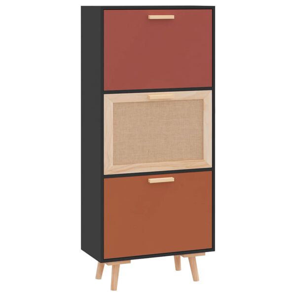 vidaXL Scarpiera Nera 52x25x120 cm in Legno Multistrato