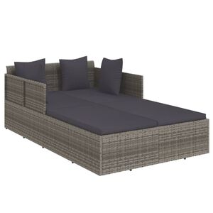 vidaXL Lettino con Cuscini Grigio 182x118x63 cm in Polyrattan