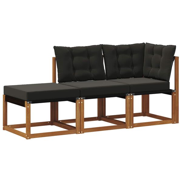 vidaXL Divano modulare da esterno con cuscino 3 Pezzo Naturale