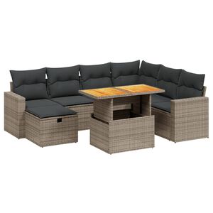 vidaXL Set Divano da Giardino 8 pz con Cuscini Grigio in Polyrattan
