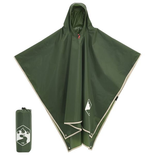 vidaXL Poncho Antipioggia con Cappuccio Design 2 in 1 Verde 223x145 cm