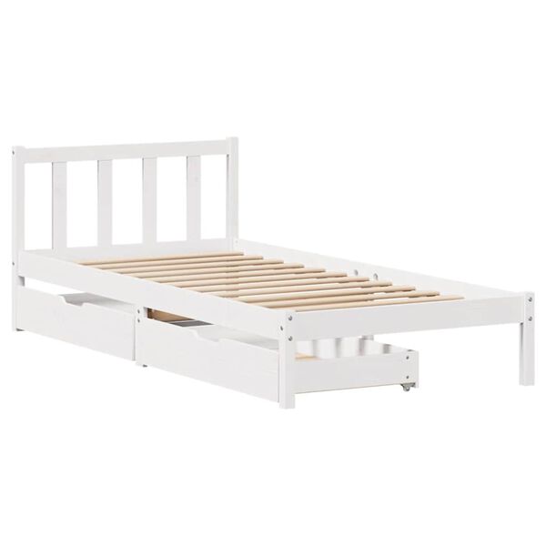 vidaXL Letto senza Materasso Bianco 90x200 cm Legno Massello di Pino
