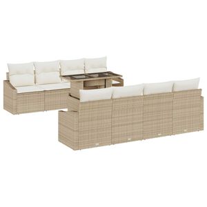 vidaXL Set Divano da Giardino con cuscino 9 pcs Beige polyrattan
