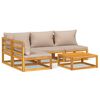 vidaXL Set Salotto da Giardino 5pz con Cuscini Tortora Legno Massello