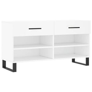 vidaXL Panca Porta Scarpe Bianca 102x35x55 cm in Legno Multistrato