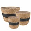 vidaXL 3 pz Naturale e Nero &Oslash;26 x 19 cm 100% Erba marina