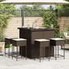 vidaXL Set Bar da Giardino 5 pz con Cuscini in Polyrattan Marrone