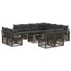 vidaXL Set Divano da Giardino 12 pz Grigio e Grigio Scuro polyrattan