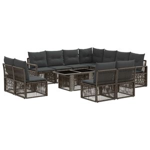 vidaXL Set Divano da Giardino 12 pz Grigio e Grigio Scuro polyrattan