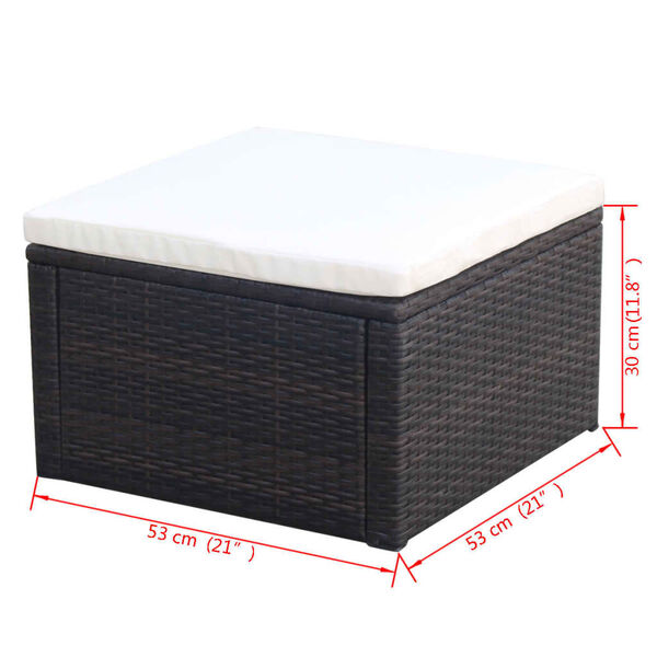 vidaXL Poggiapiedi Ottomana in Polyrattan 53x53x30 cm Marrone