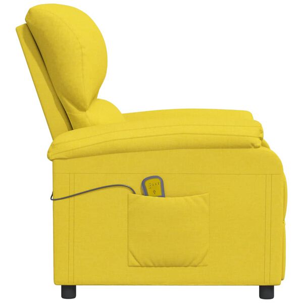 vidaXL Poltrona Massaggiante Giallo Chiaro in Tessuto