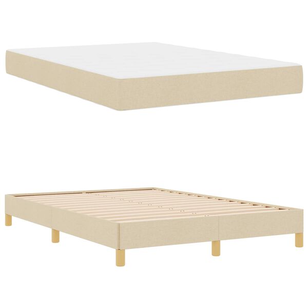 vidaXL Letto a molle con materasso Crema 140 x 200 cm Tessuto