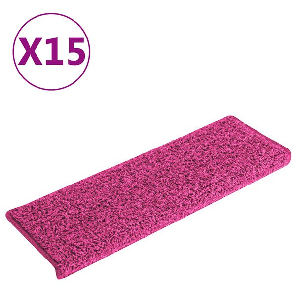 vidaXL Tappetini per scale 15 pz 65x21x4 cm Rosa Bordo rettangolare