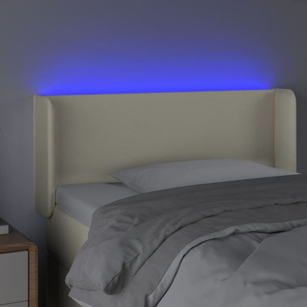vidaXL Testiera a LED Crema 93x16x78/88 cm in Similpelle