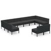 vidaXL Set Divani da Giardino 12 pz con Cuscini in Polyrattan Nero