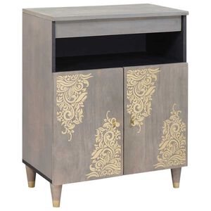 vidaXL Credenza Grigio e Oro 60 x 33 x 75 cm Legno di mango massello