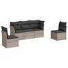 vidaXL Set Divano da Giardino 5pz con Cuscini Grigio Chiaro Polyrattan