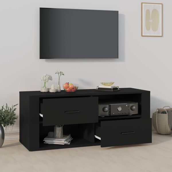 vidaXL Mobile Porta TV Nero 100x35x40 cm in Legno Multistrato