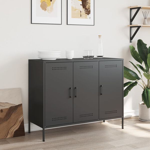 vidaXL Credenza Nera 100,5x39x79 cm in Acciaio