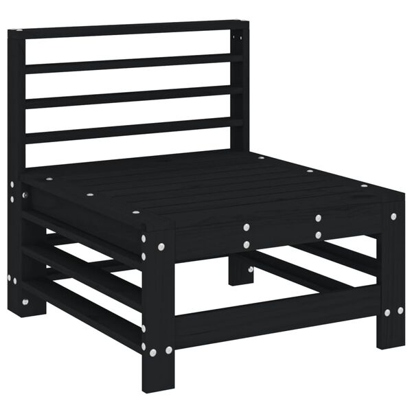 vidaXL Set Salotto da Giardino 7 pz Nero in Legno Massello di Pino