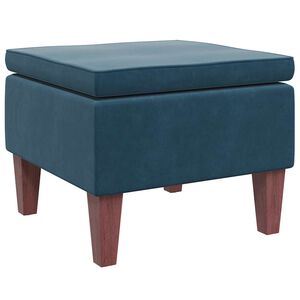 vidaXL Poggiapiedi con Gambe in Legno Blu in Velluto