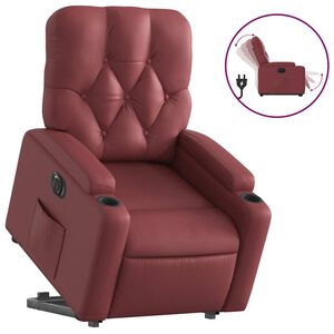 vidaXL Poltrona Alzapersona Reclinabile Rosso Vino in Similpelle