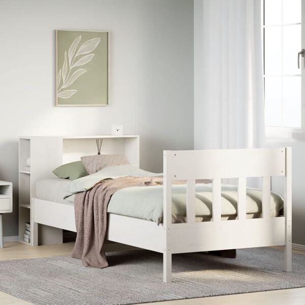 vidaXL Letto Libreria senza Materasso Bianco 100x200 cm Legno di Pino