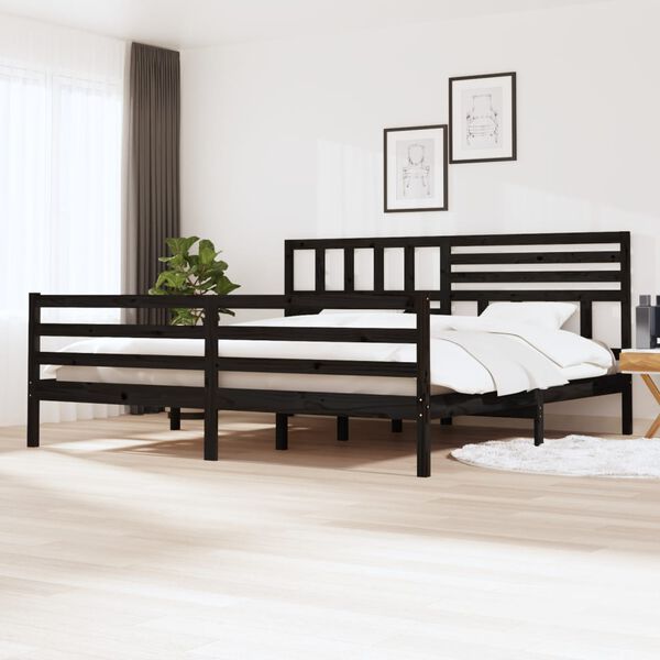 vidaXL Giroletto Nero in Legno Massello 200x200 cm