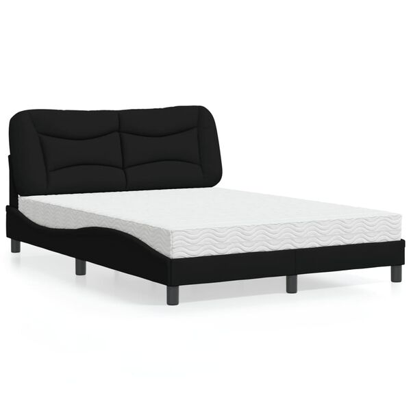 vidaXL Letto con Materasso Hvar Nero 140x200 cm in Tessuto