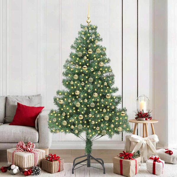 vidaXL Albero di Natale con 300 LED con supporto Verde 210 cm PVC