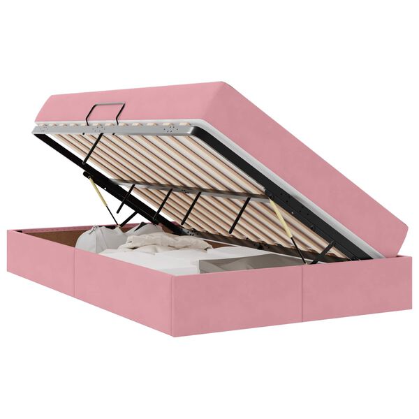 vidaXL Letto con contenitore e materasso Rosa 120 x 200 cm Velluto