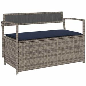 vidaXL Panca Portaoggetti da Giardino con Cuscino Grigio in Polyrattan