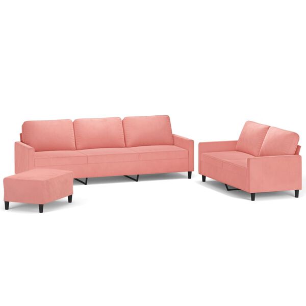 vidaXL Set di Divani 3 pz con Cuscini rosa in Velluto