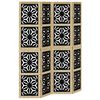 vidaXL Divisorio Ambienti 4 Pannelli Marrone e Nero Massello Paulownia