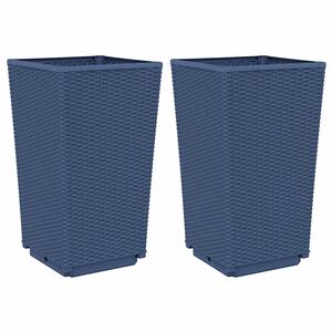vidaXL Fioriere da Giardino 2 pz Grigio Blu 32,5x32,5x57 cm in PP