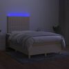 vidaXL Letto a Molle con Materasso e LED Crema 120x190 cm in Tessuto