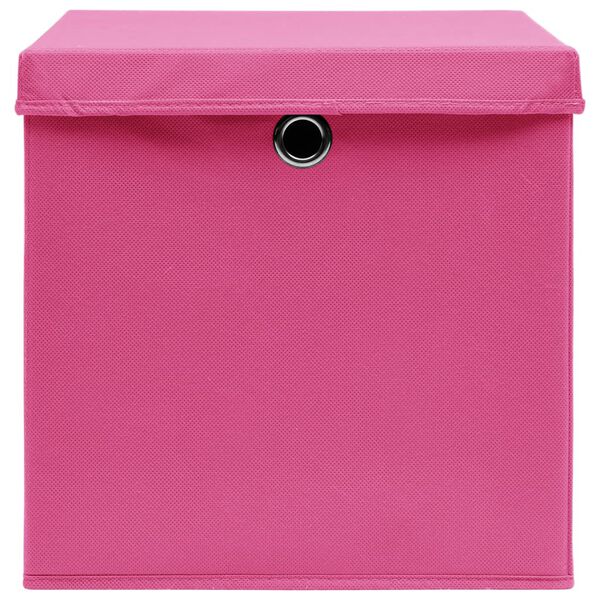 vidaXL Scatole Portaoggetti con Coperchi 10pz Rosa 32x32x32 cm Tessuto