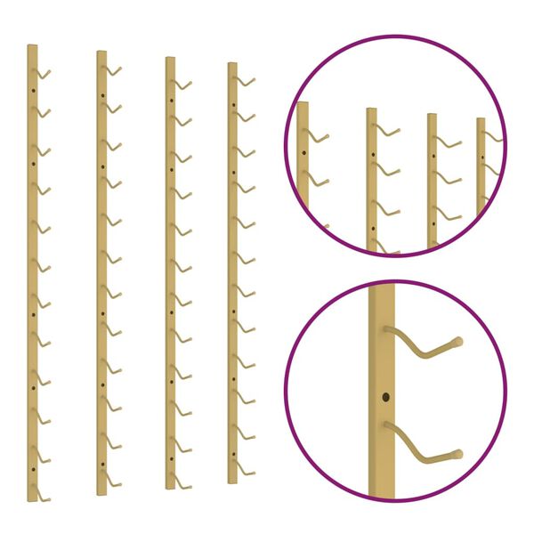 vidaXL Portavini da Parete per 12 Bottiglie 2 pz Oro in Ferro